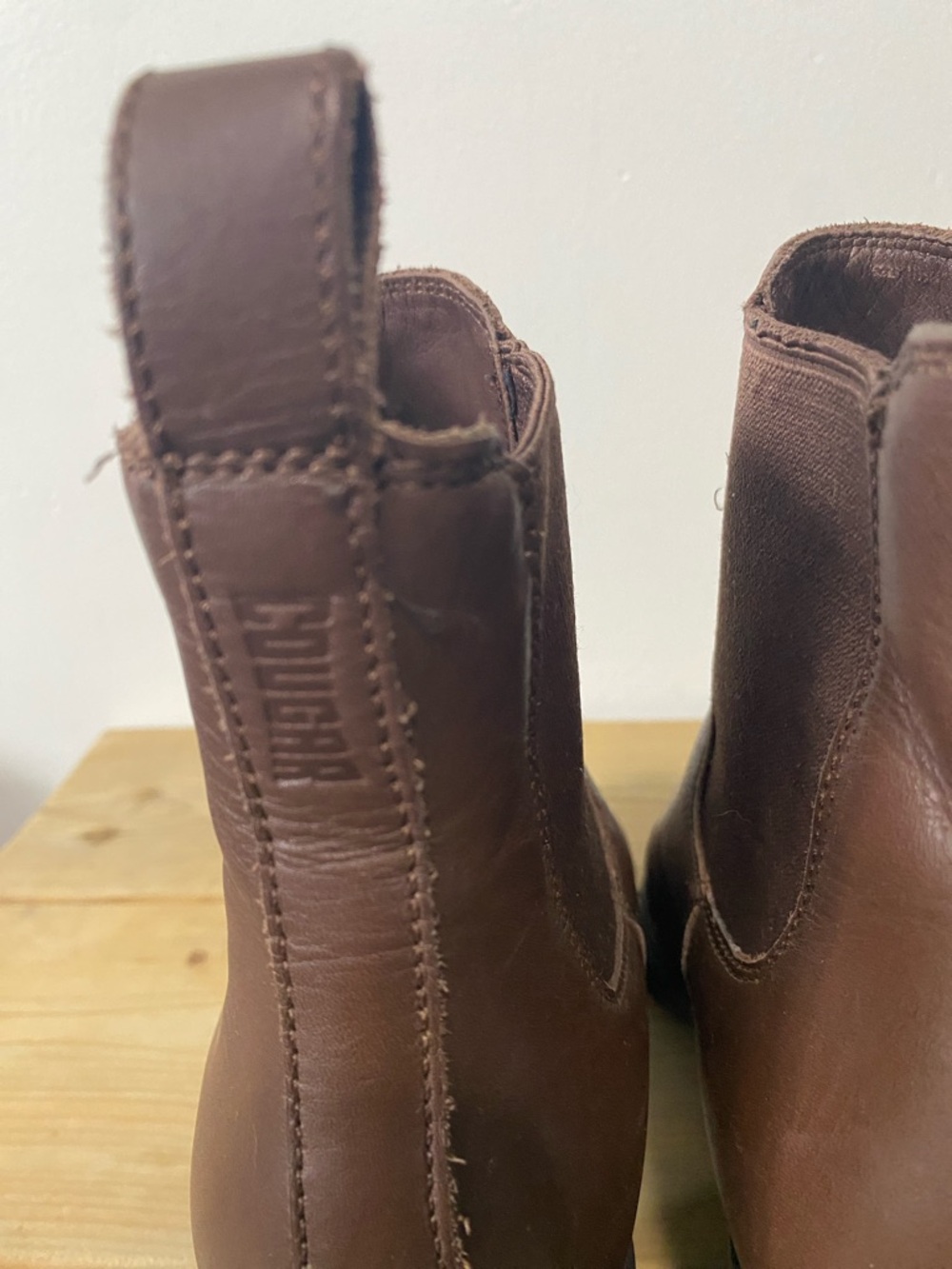 Cougar Fargo Brown Leather Chelsea Block Heel Ankle Boots 9M - Picture 10 of 12